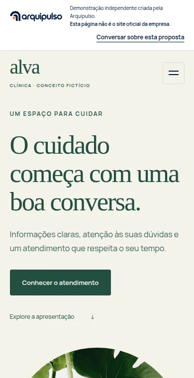 A mesma demonstração Alva na versão para celular